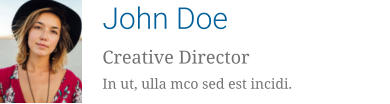 John Doe Creative Director In ut, ulla mco sed est incidi.